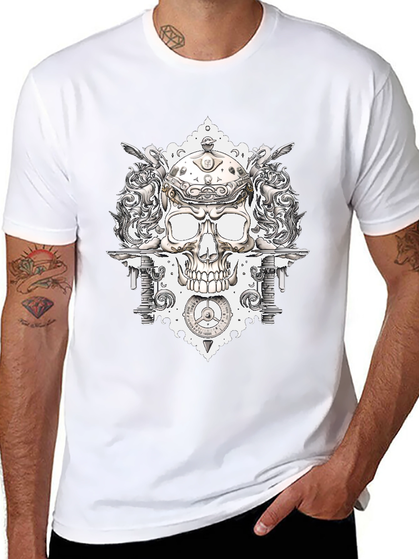 Skull & Gears Graphic Tee - Mens Black T-Shirt