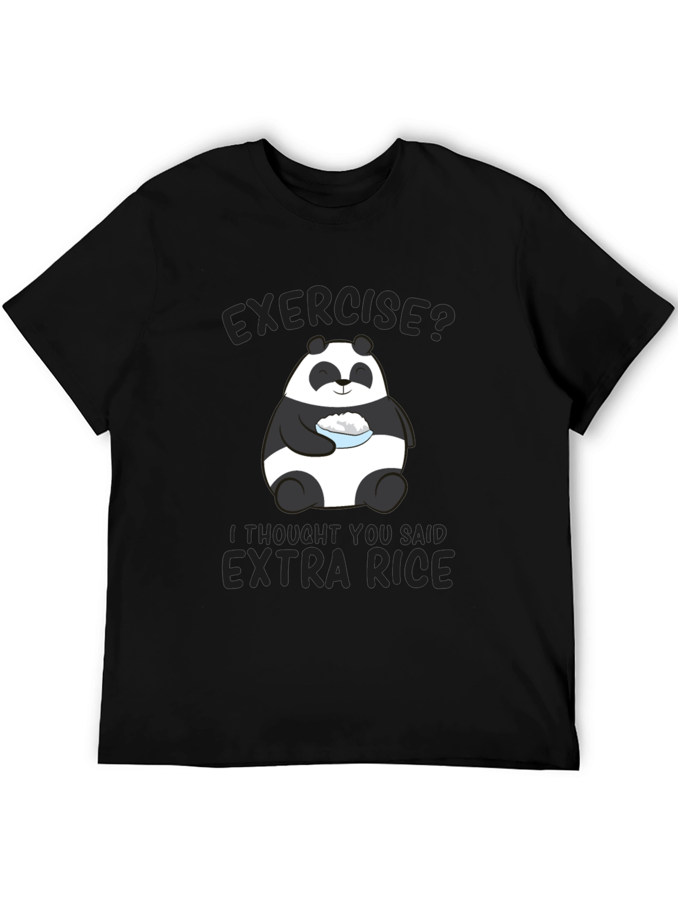 Exercise? Extra Rice Panda Graphic T-Shirt