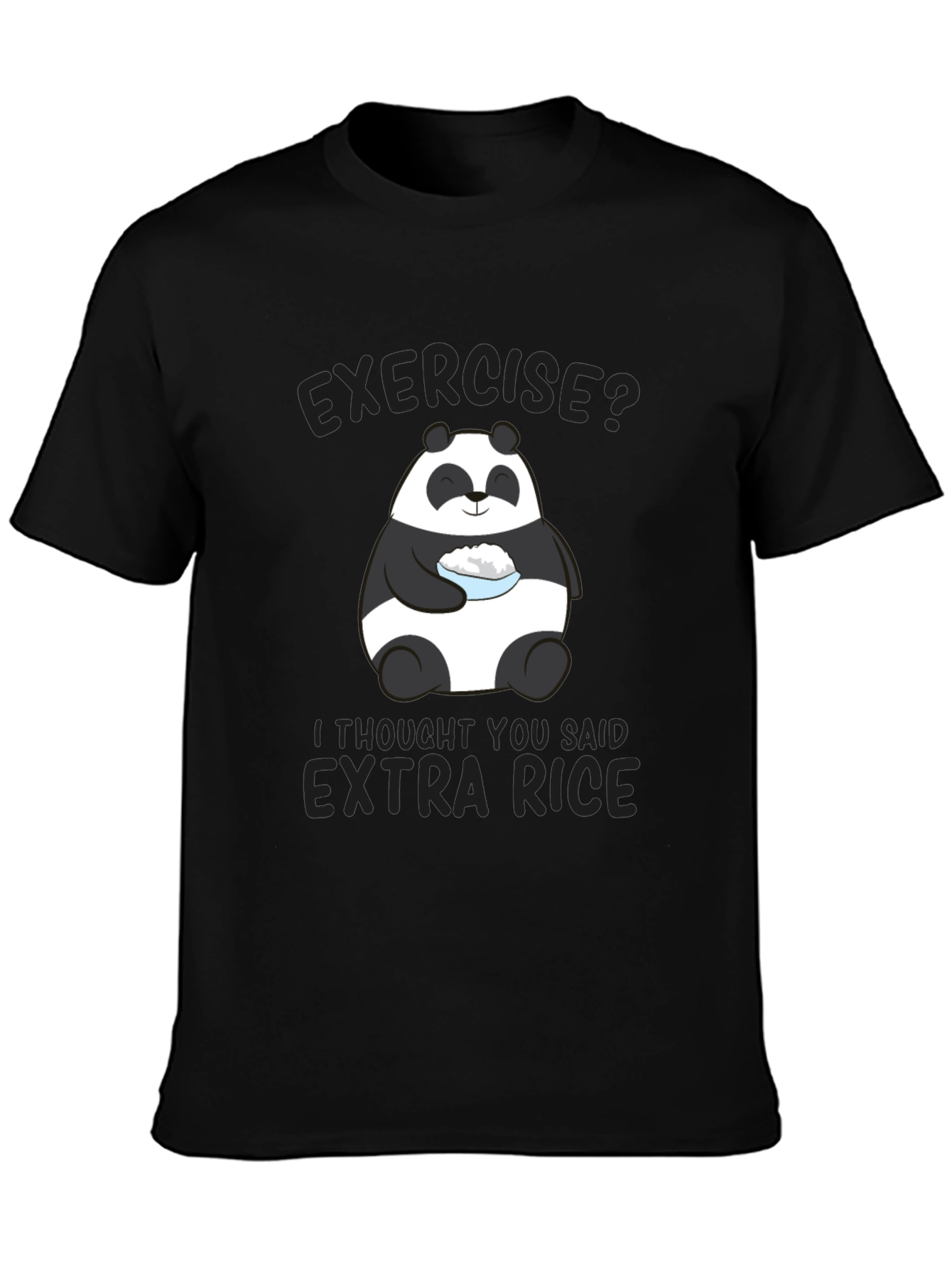 Exercise? Extra Rice Panda Graphic T-Shirt