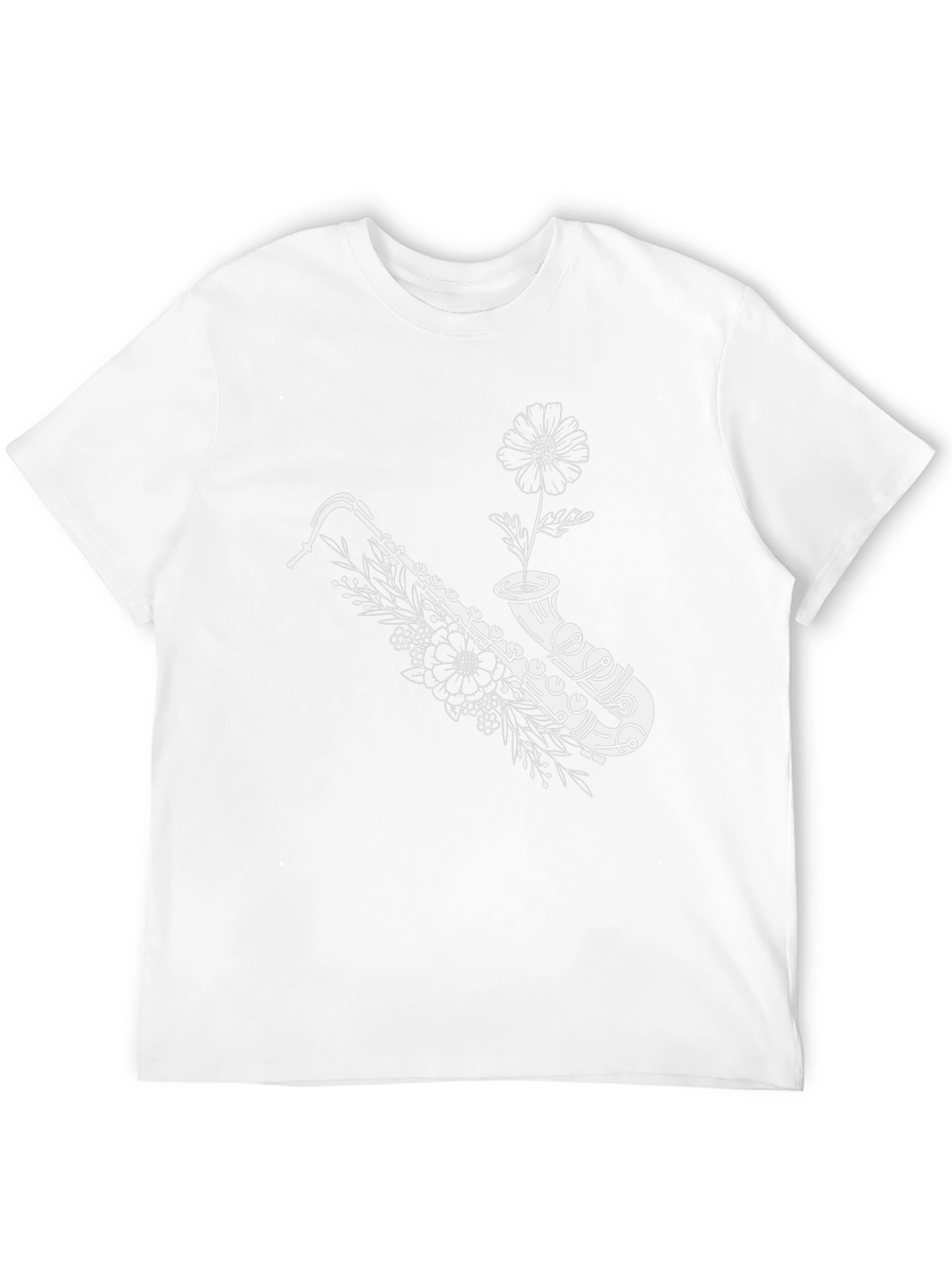 Saxophone & Flower Graphic Black T-Shirt