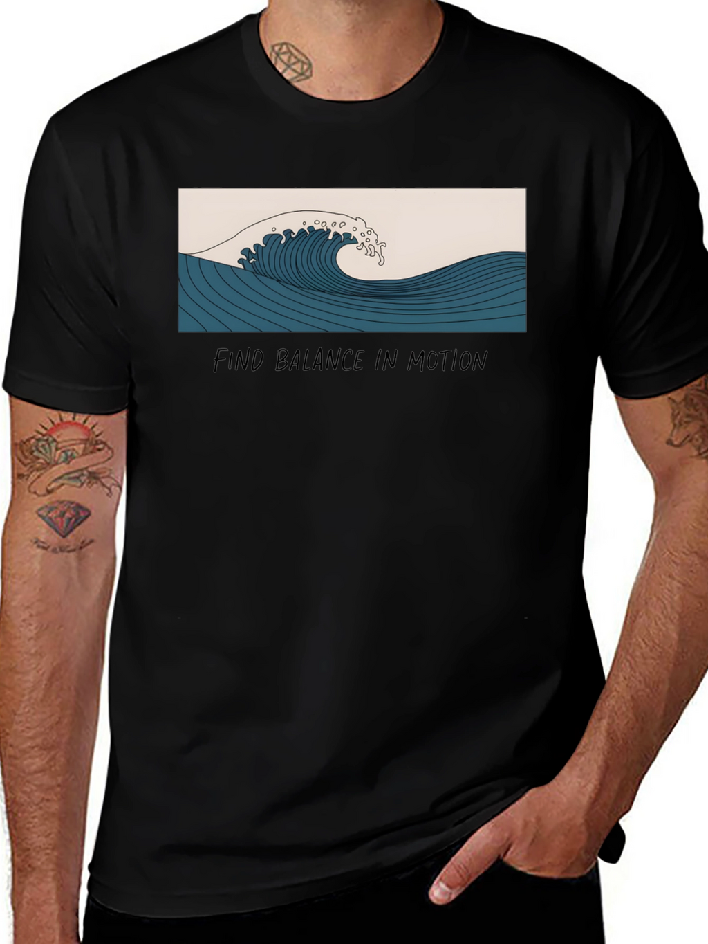 Wave Graphic T-Shirt - Find Balance in Motion