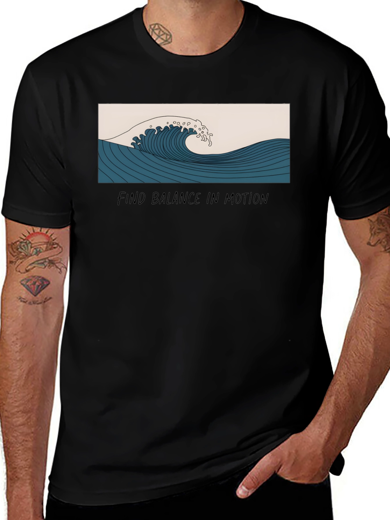 Wave Graphic T-Shirt - Find Balance in Motion
