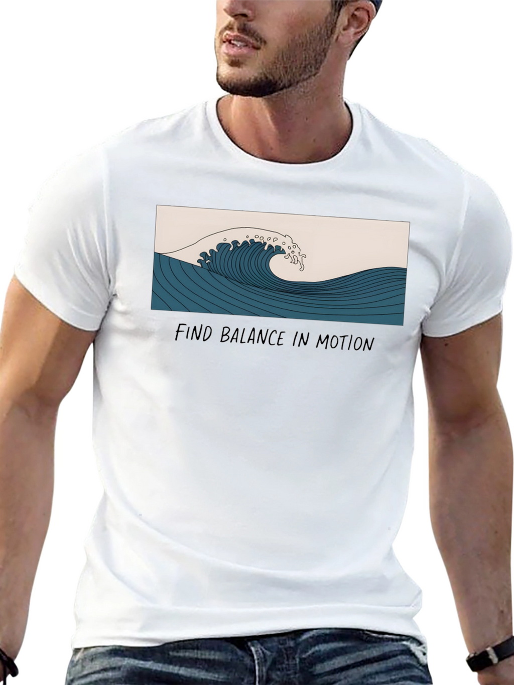 Wave Graphic T-Shirt - Find Balance in Motion