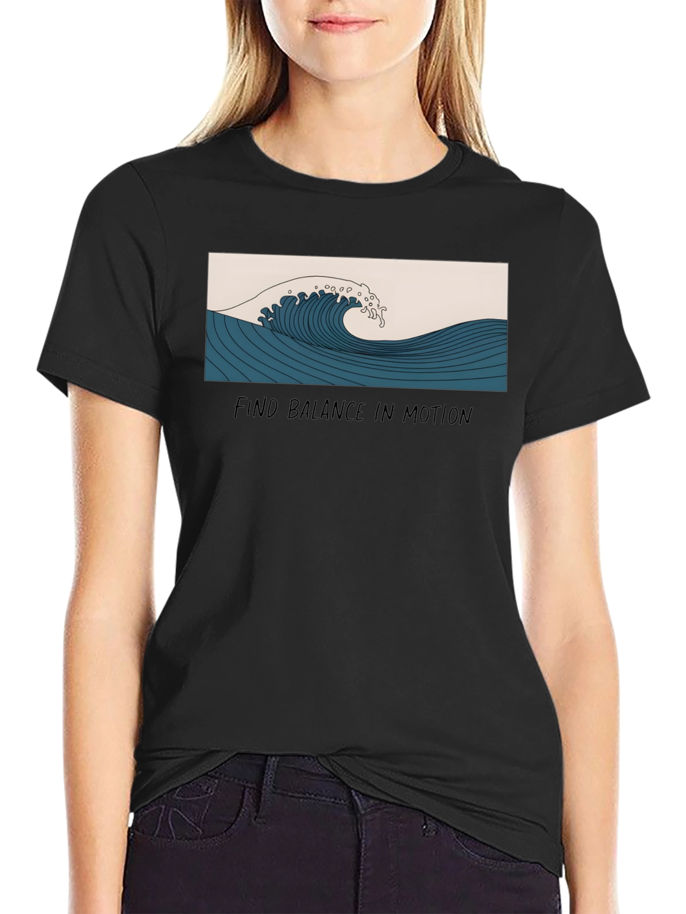 Wave Graphic T-Shirt - Find Balance in Motion
