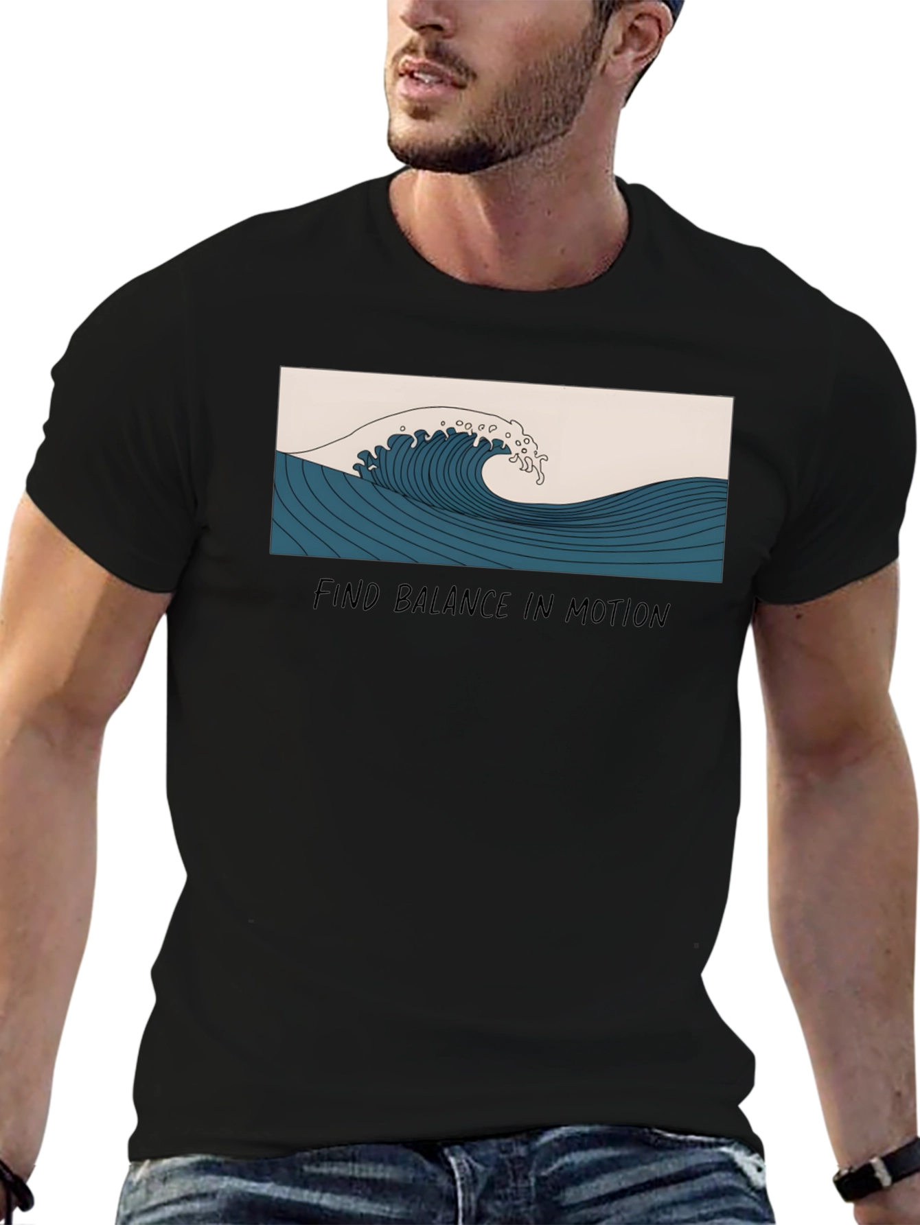 Wave Graphic T-Shirt - Find Balance in Motion