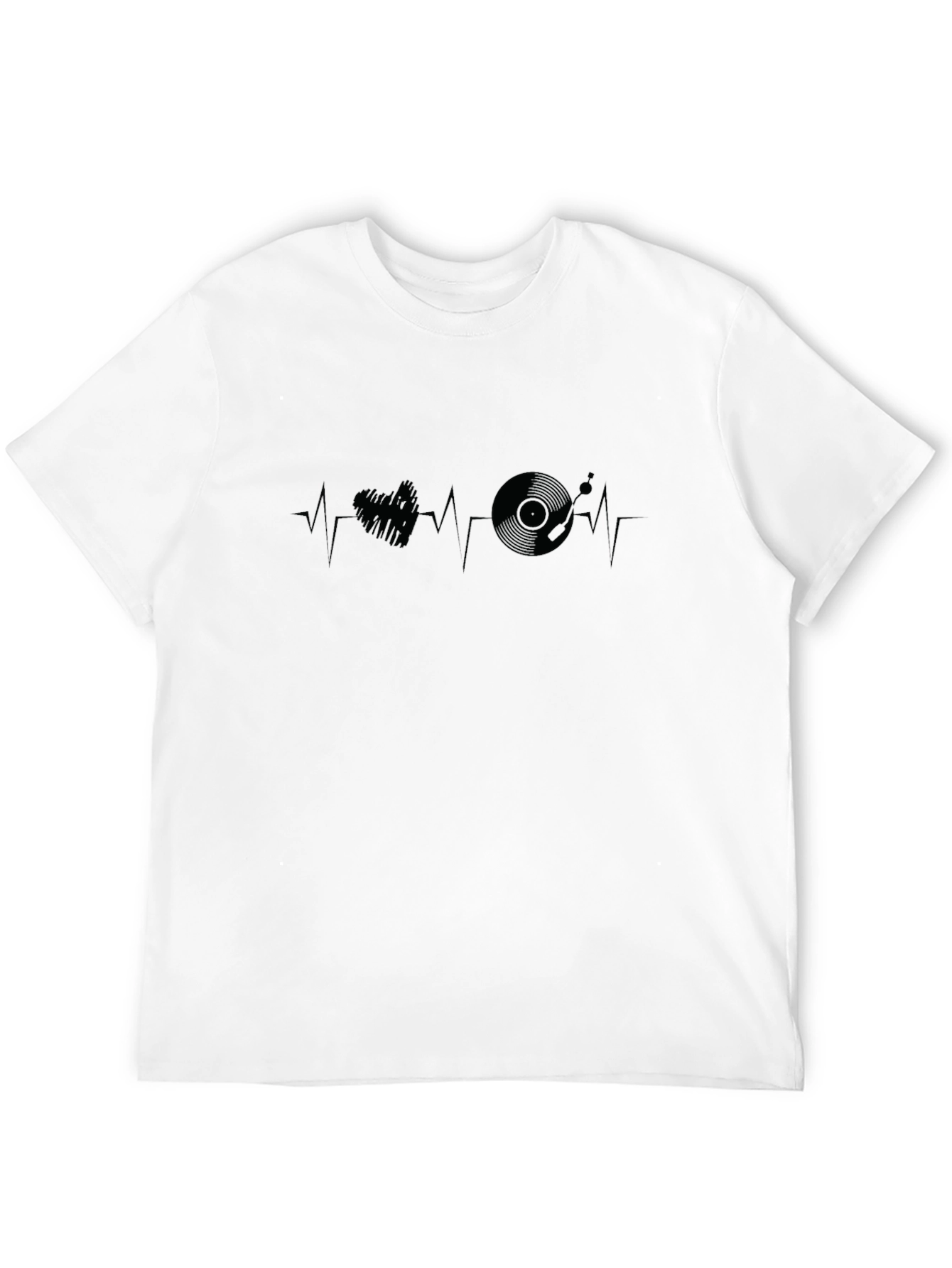 Heartbeat DJ Turntable Graphic T-Shirt - Black