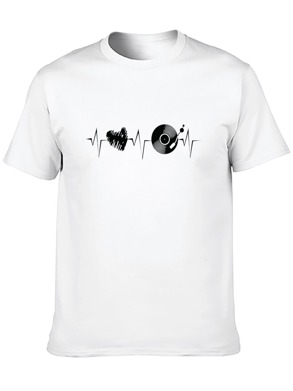 Heartbeat DJ Turntable Graphic T-Shirt - Black