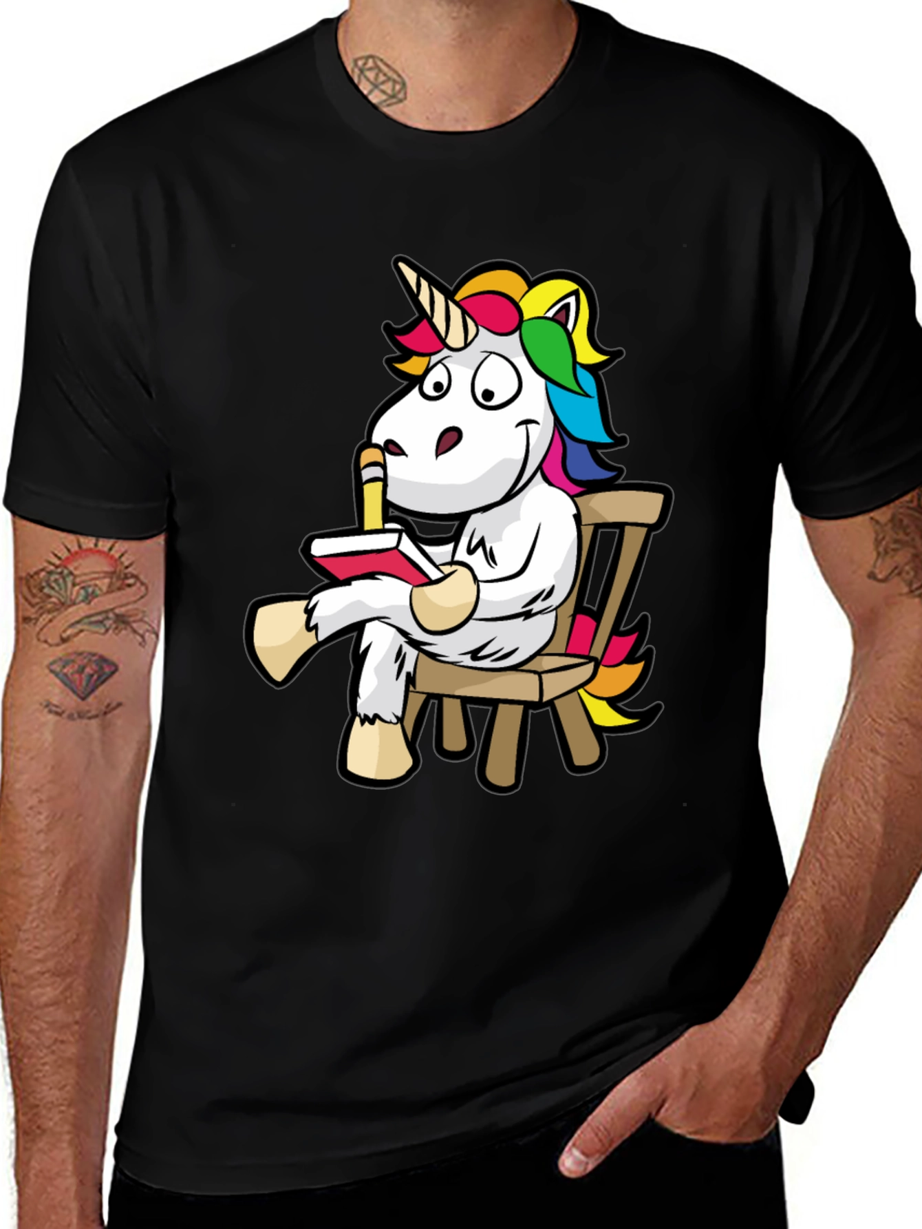 Unicorn Reading Book Graphic Tee - Casual Cotton Shirt