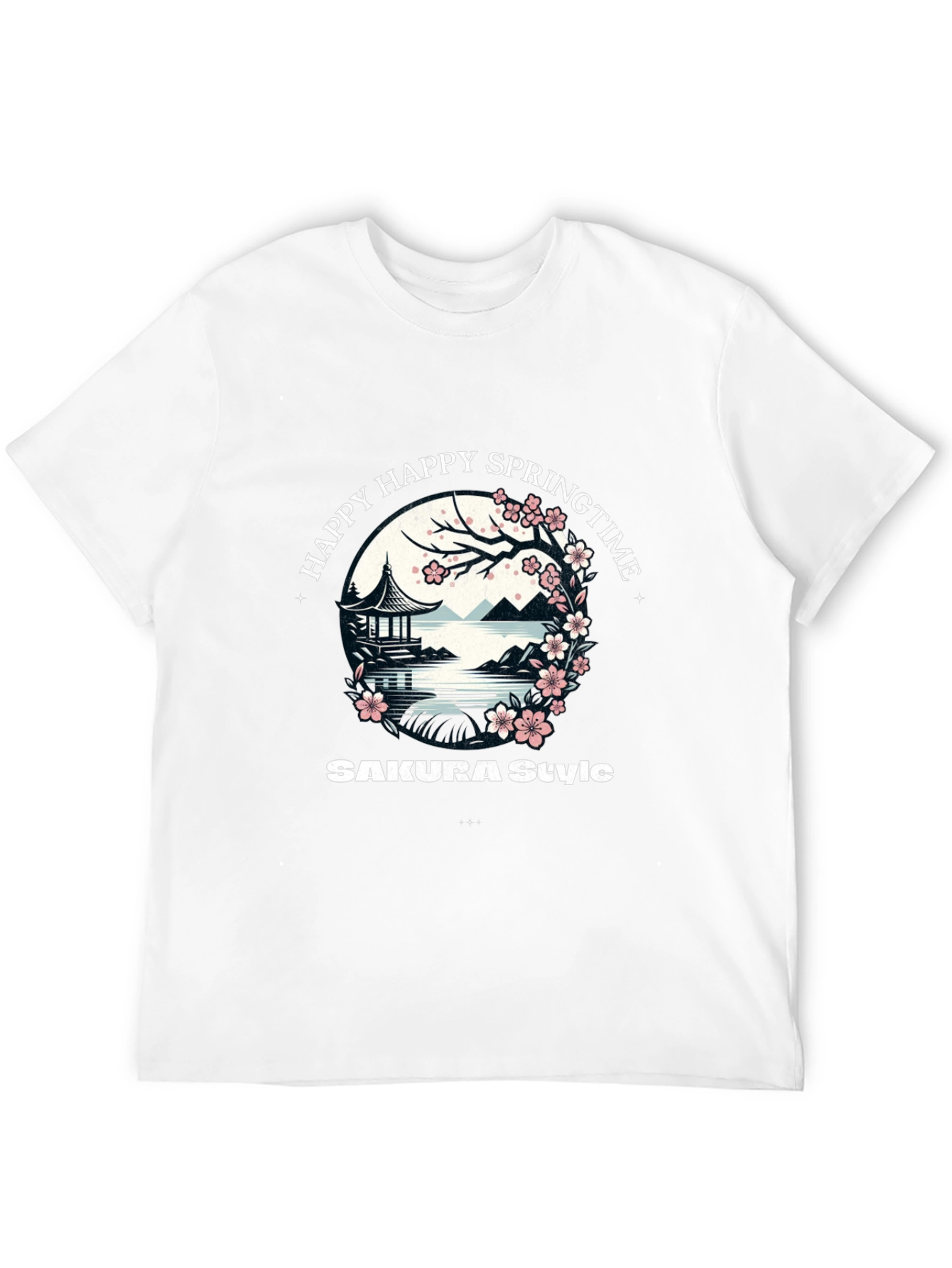 Happy Springtime Sakura Style Graphic Tee