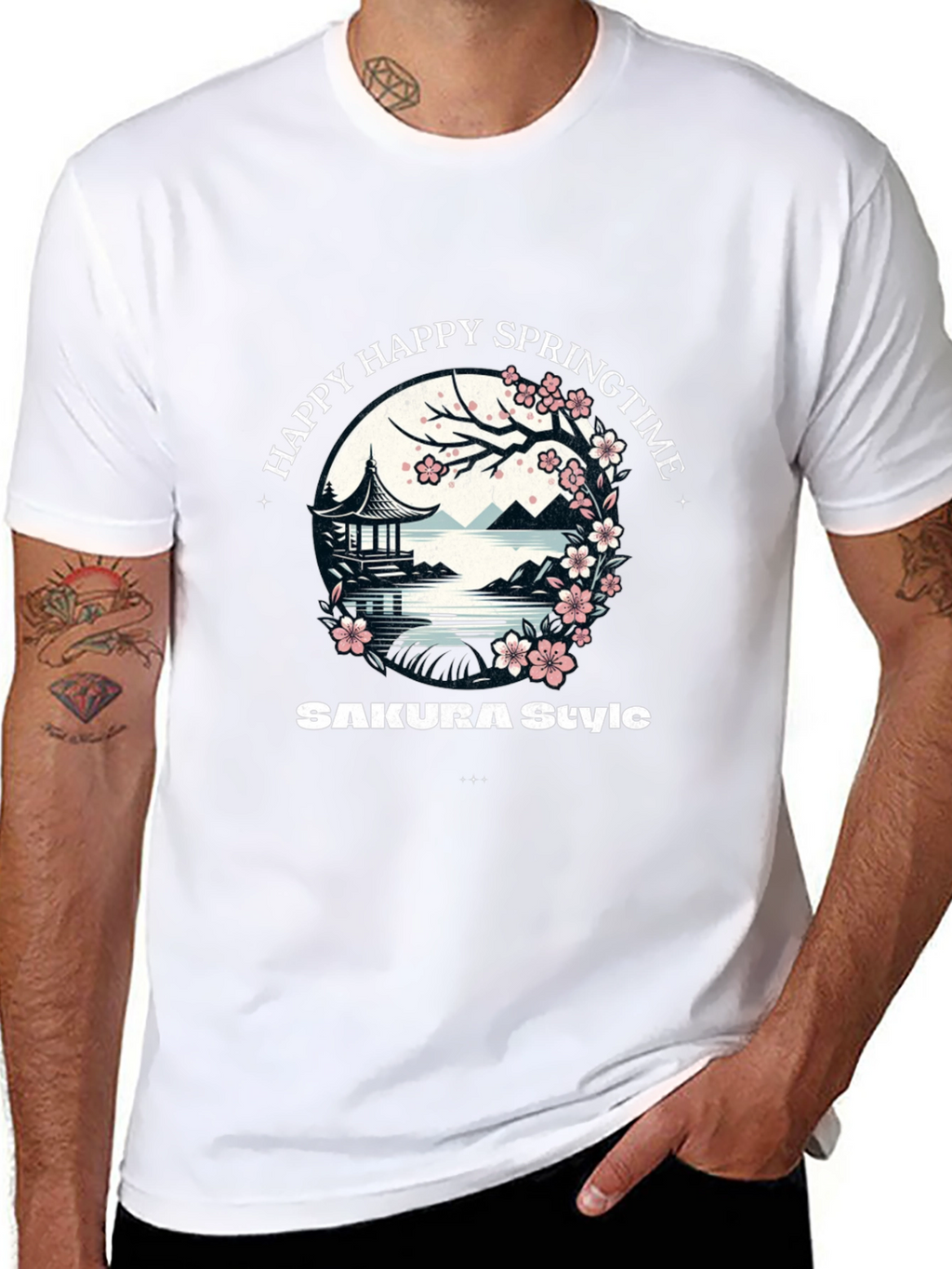Happy Springtime Sakura Style Graphic Tee