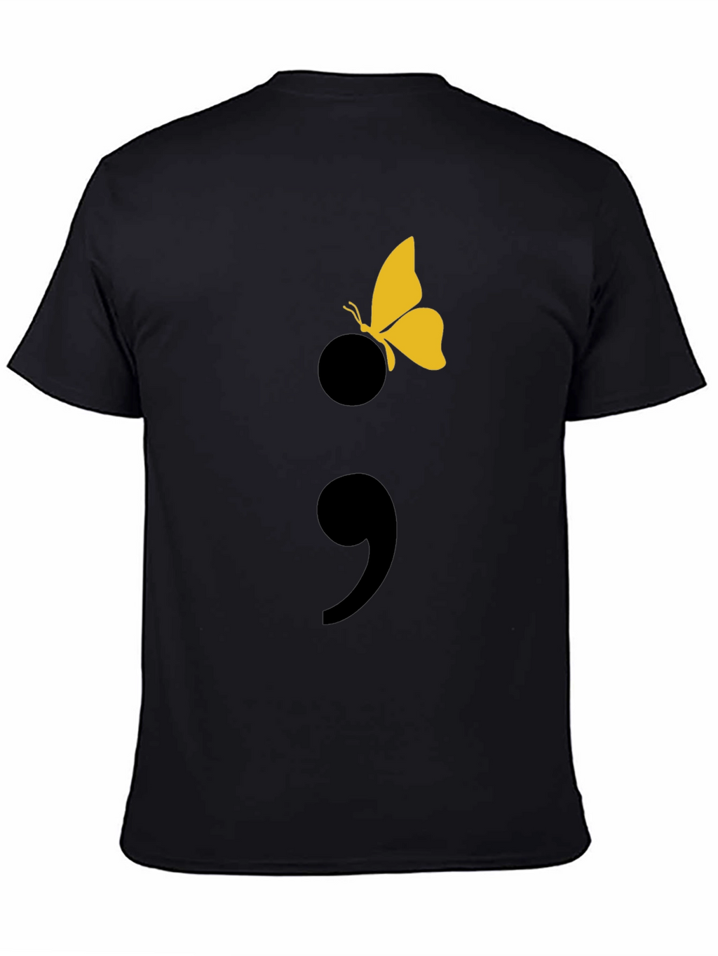 Semicolon Butterfly Graphic T-Shirt - Black