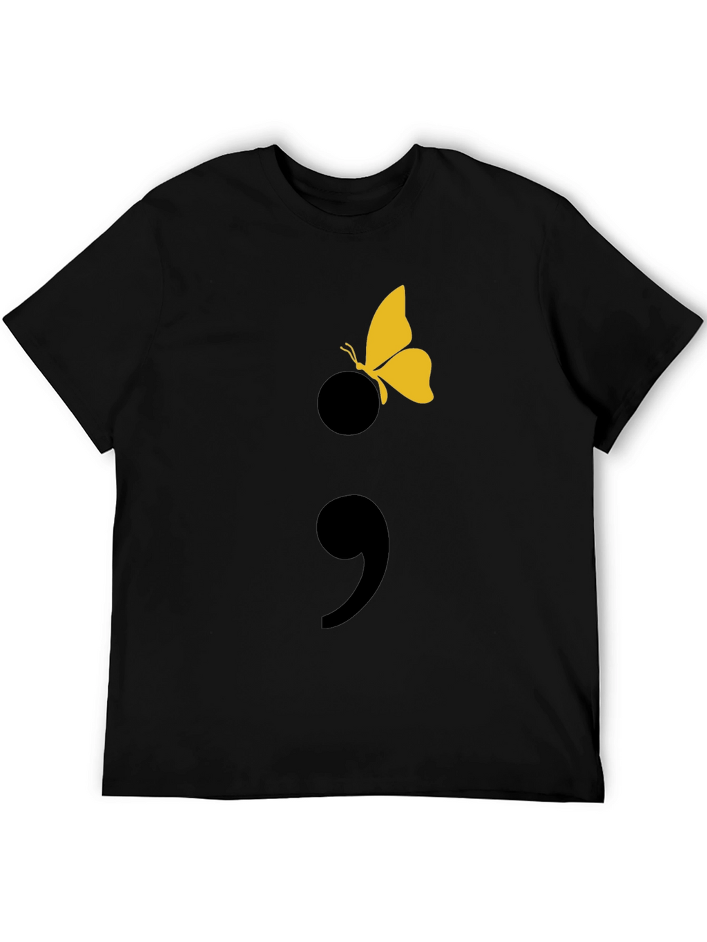 Semicolon Butterfly Graphic T-Shirt - Black