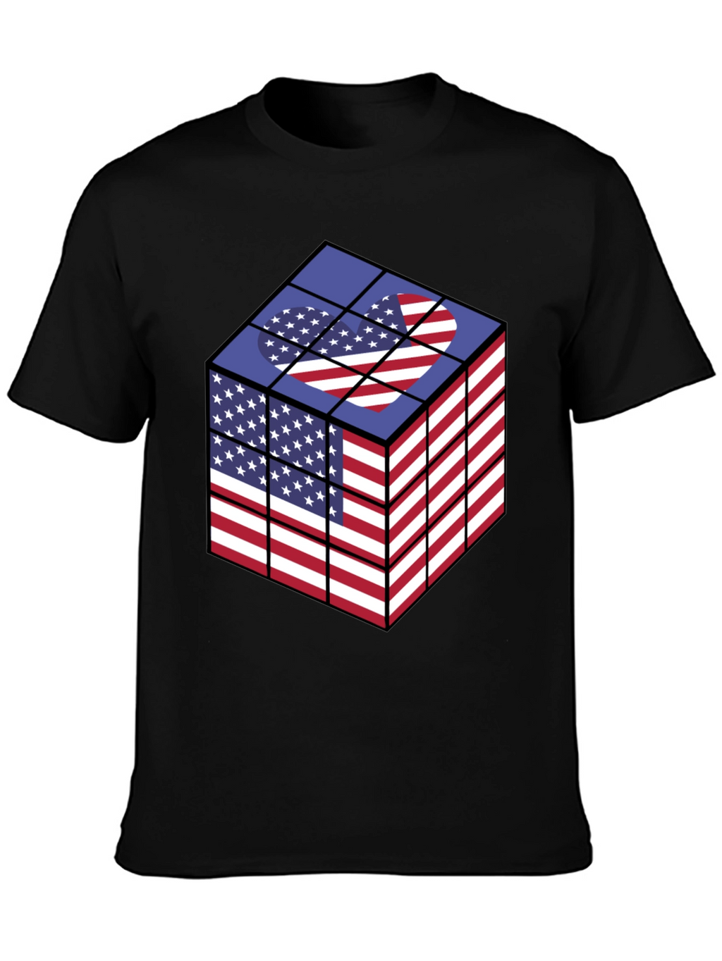 USA Flag Rubiks Cube Graphic T-Shirt