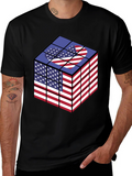 USA Flag Rubiks Cube Graphic T-Shirt