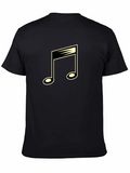 Musical Note Graphic Tee - Black Cotton Blend