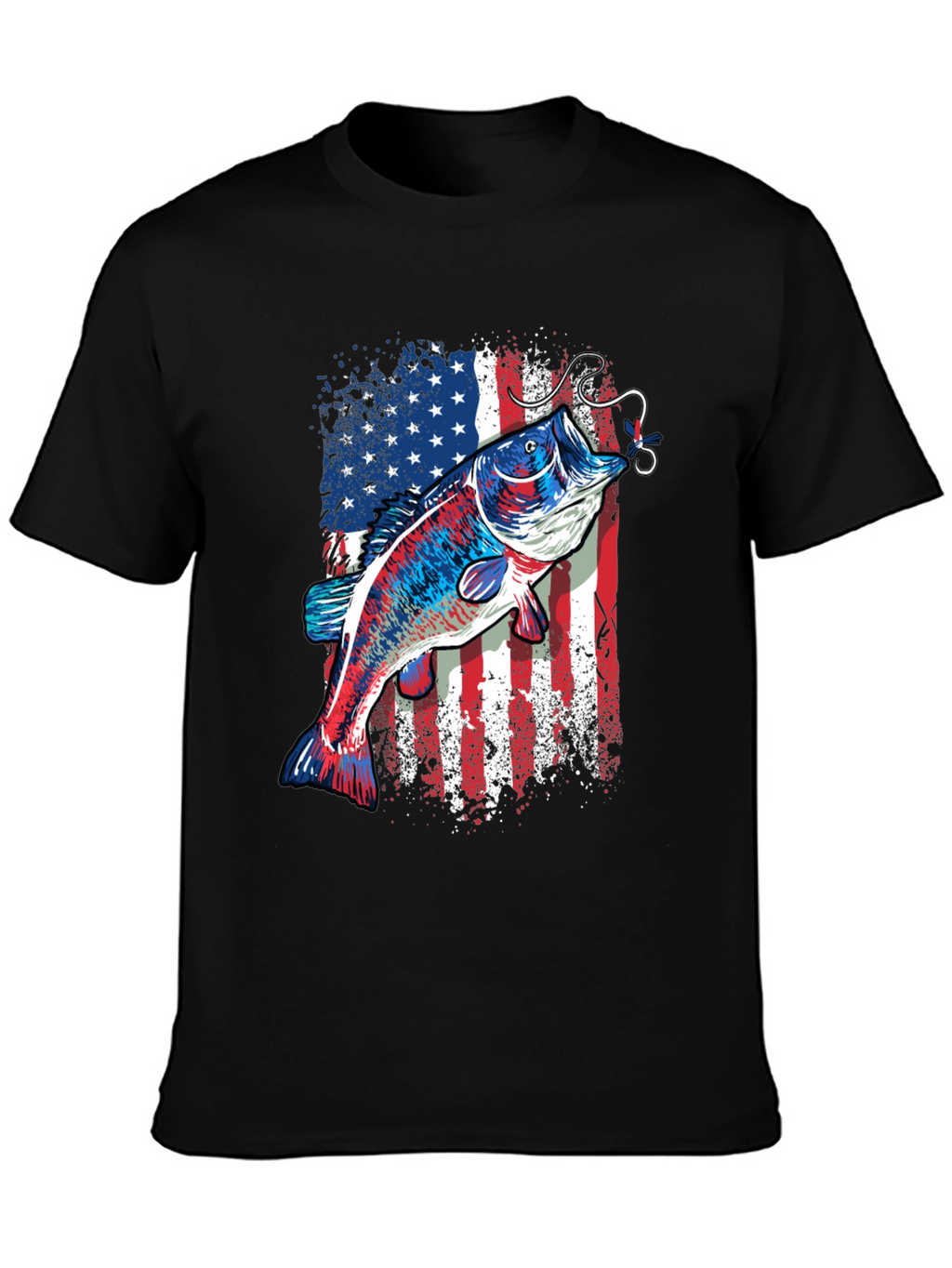 American Flag Bass Fishing T-Shirt