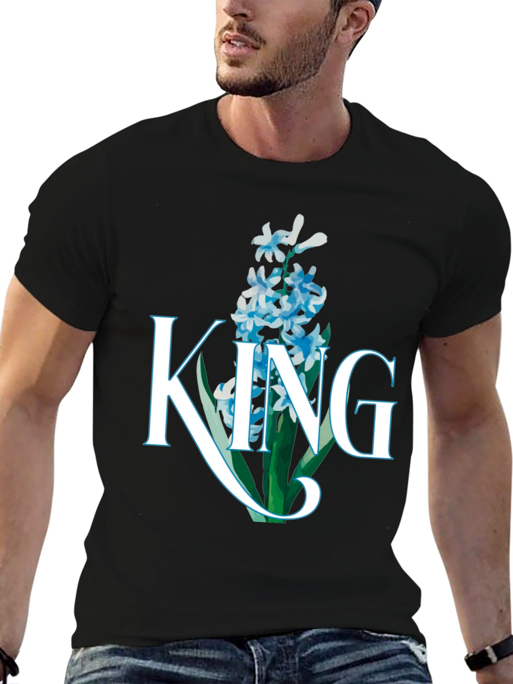 King Hyacinth Floral Black T-Shirt