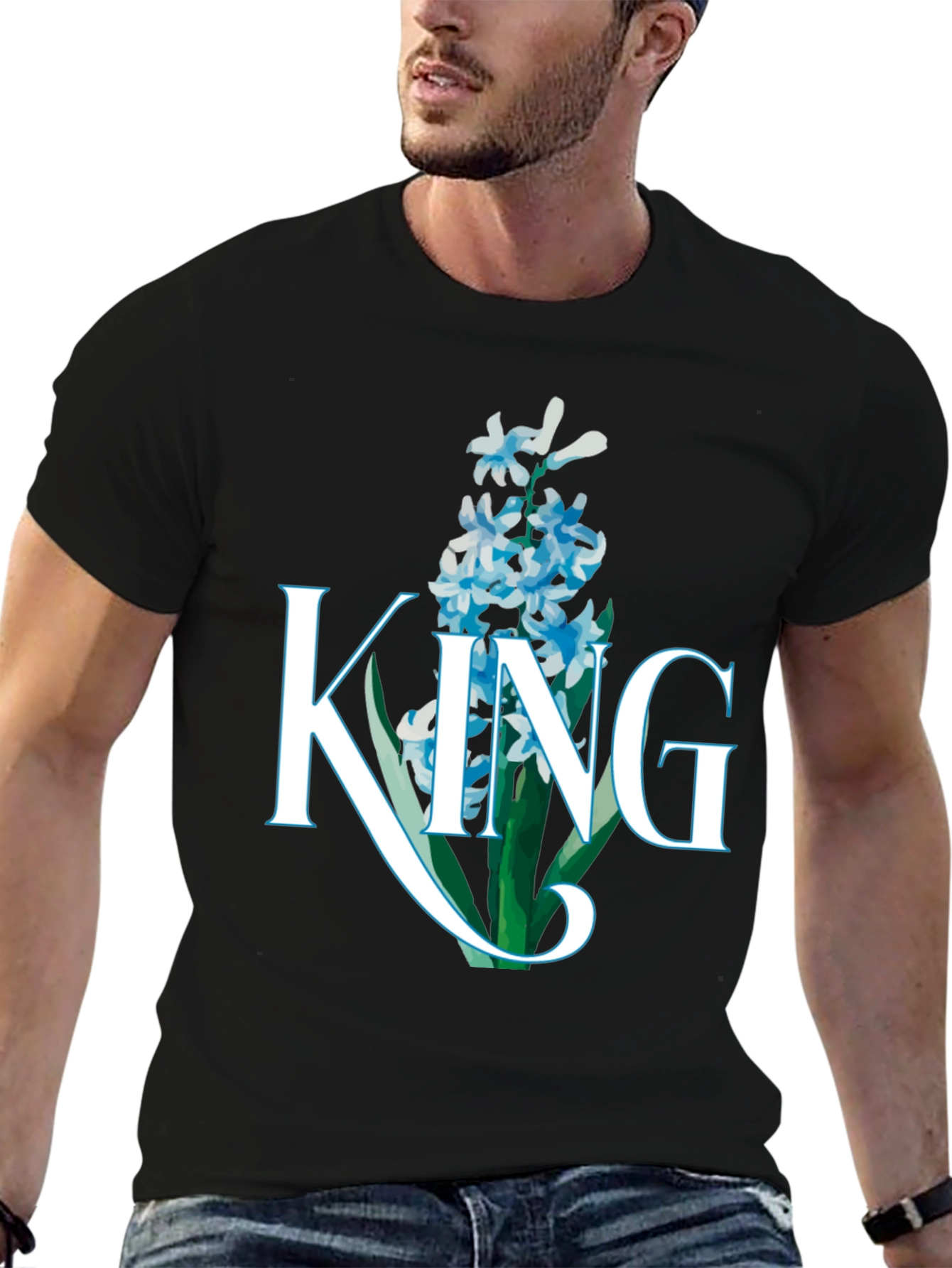 King Hyacinth Floral Black T-Shirt