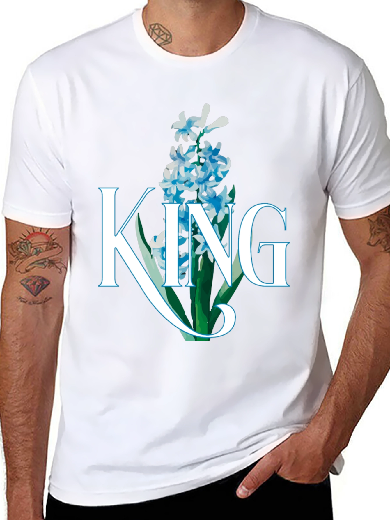 King Hyacinth Floral Black T-Shirt