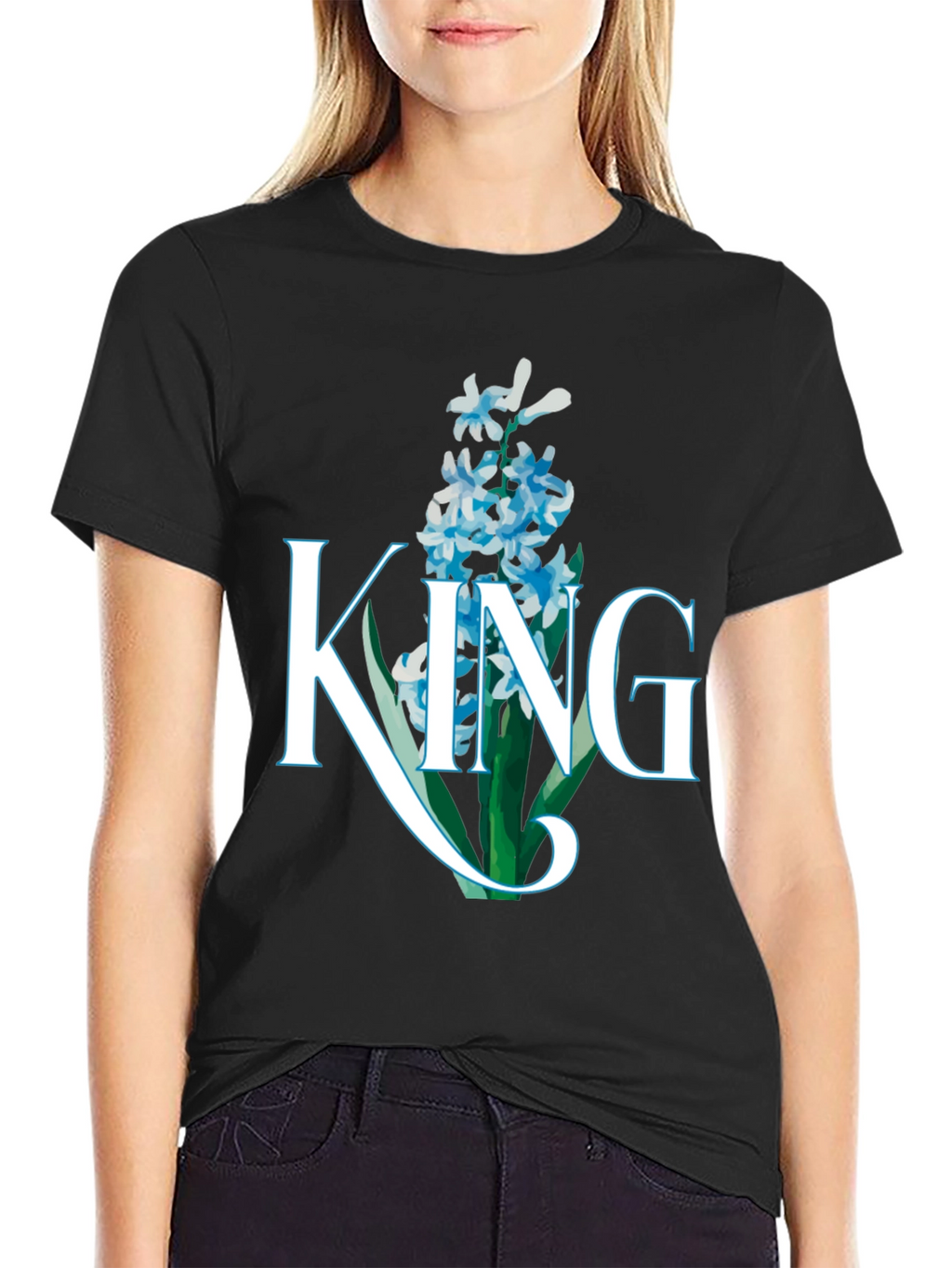 King Hyacinth Floral Black T-Shirt