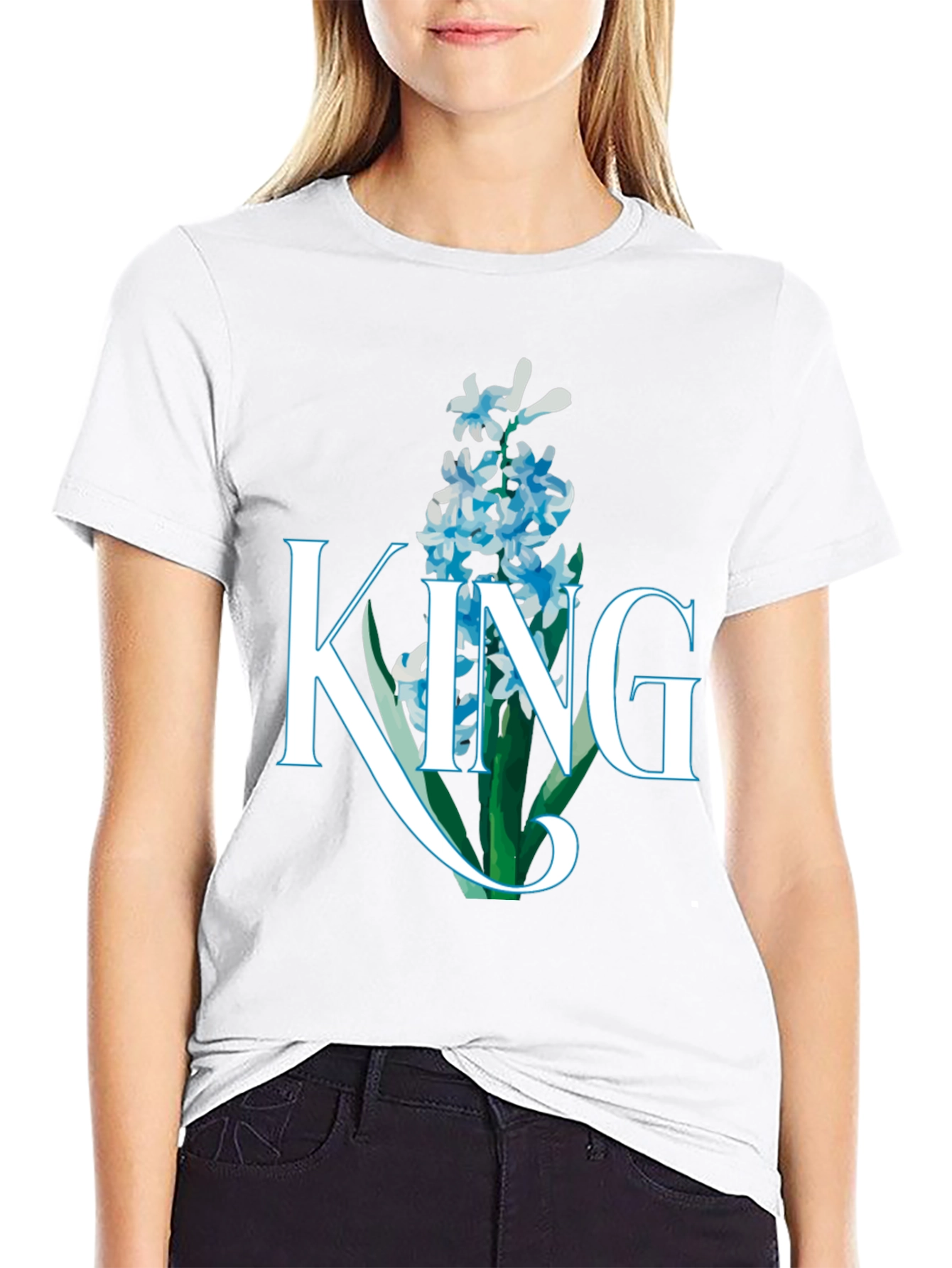 King Hyacinth Floral Black T-Shirt