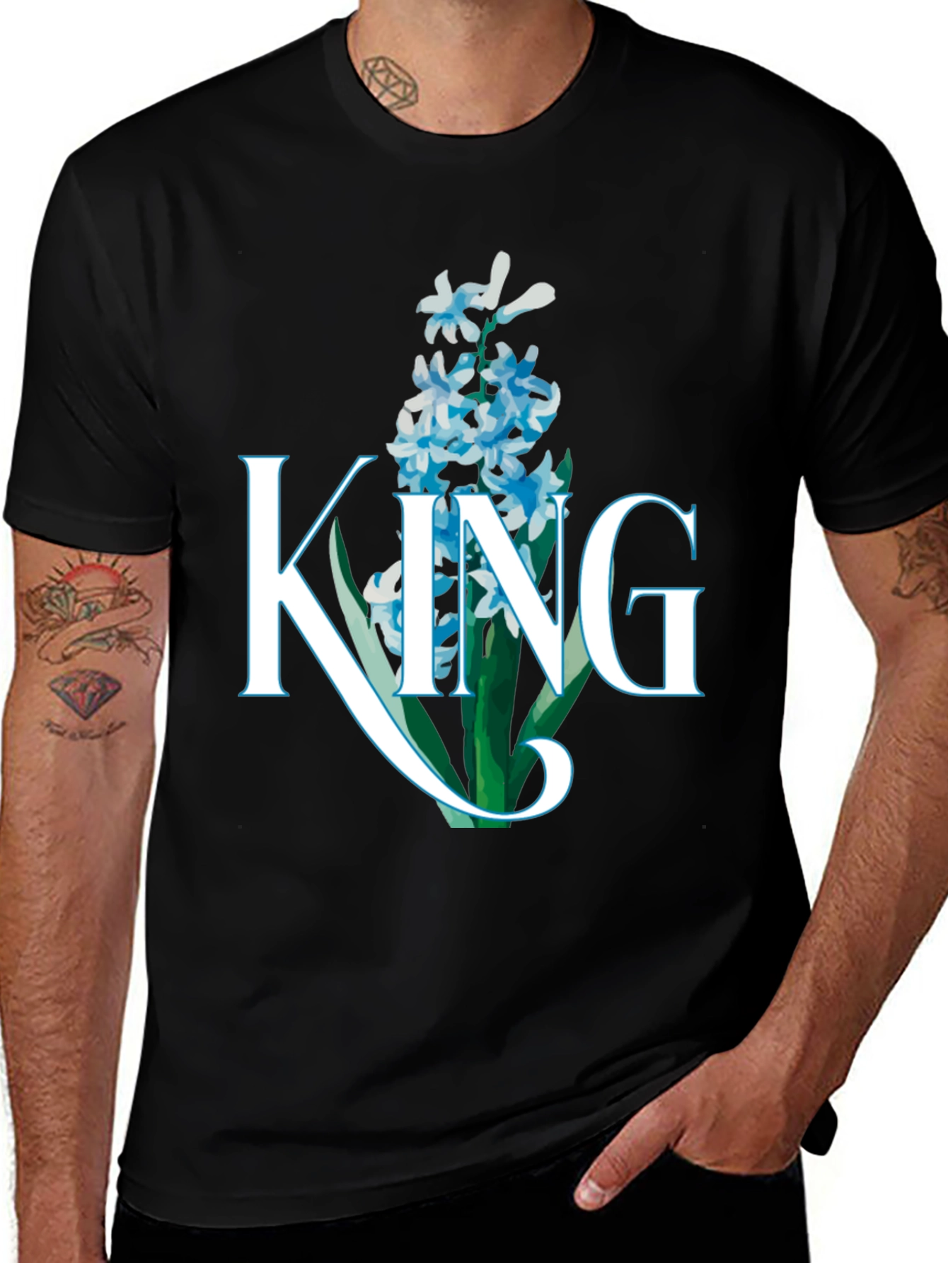King Hyacinth Floral Black T-Shirt