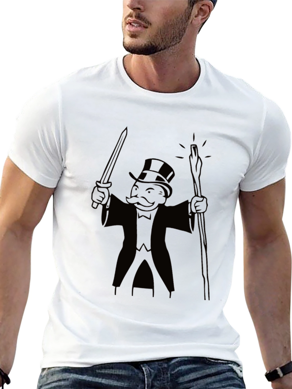 Monopoly Man Graphic Black T-Shirt