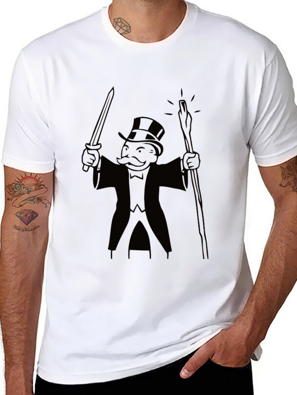 Monopoly Man Graphic Black T-Shirt