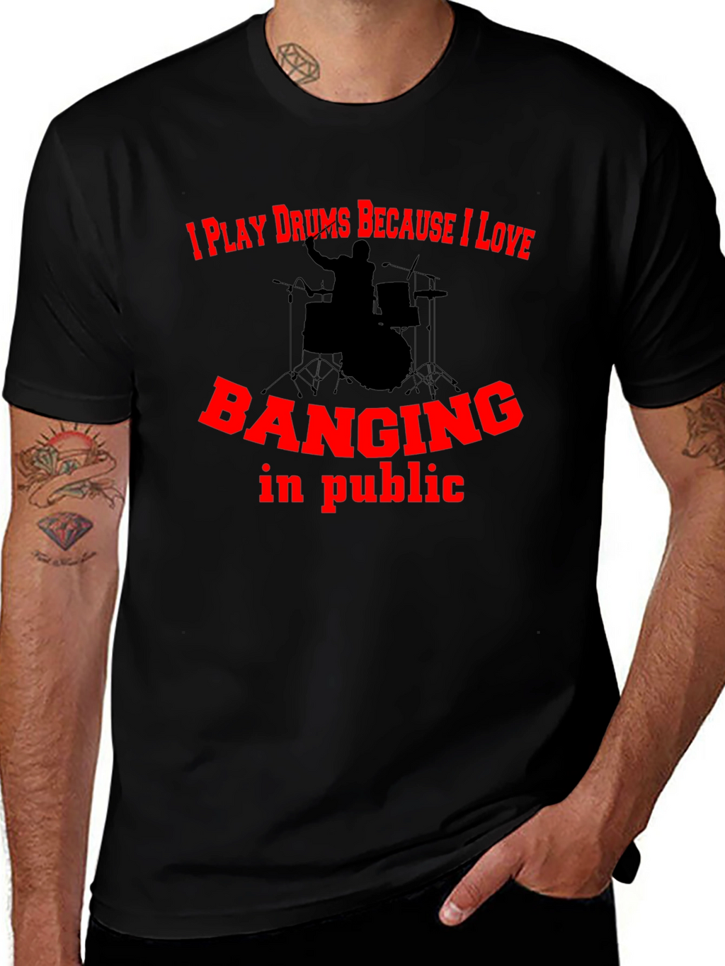 Drummer Humor Graphic Tee - Banging In Public