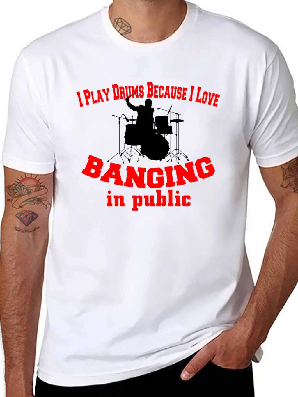 Drummer Humor Graphic Tee - Banging In Public