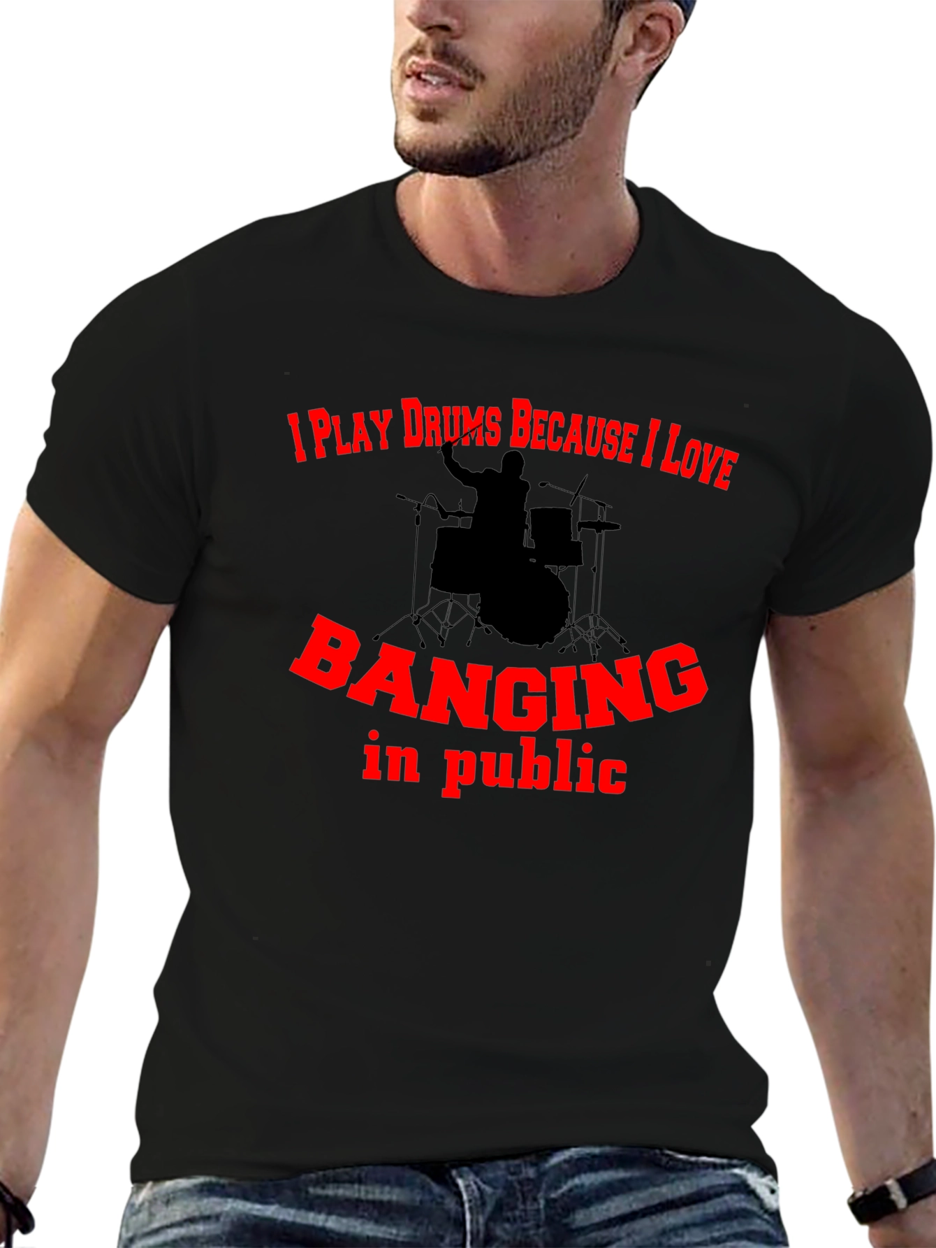 Drummer Humor Graphic Tee - Banging In Public