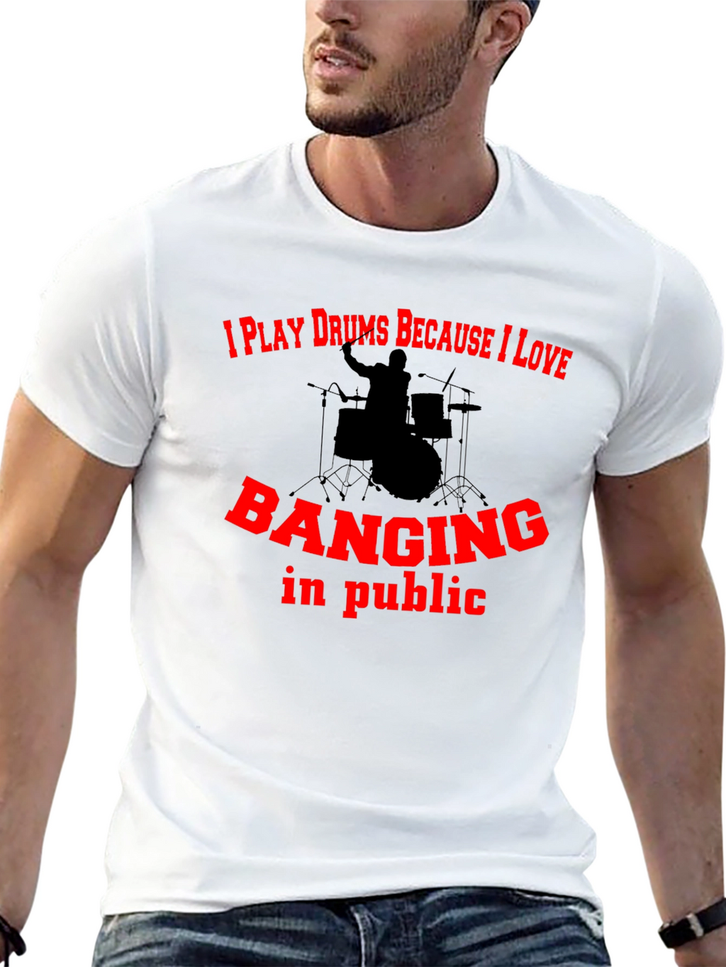 Drummer Humor Graphic Tee - Banging In Public