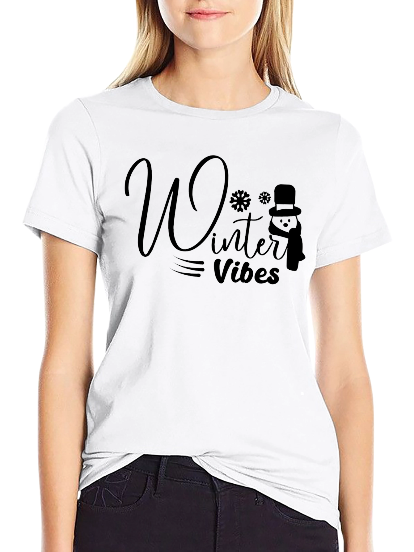 Winter Vibes Black T-Shirt