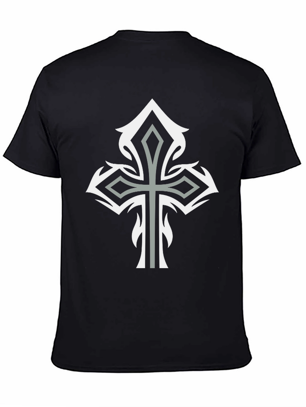 Tribal Cross Graphic Tee - Stylish Mens Black T-Shirt