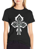 Tribal Cross Graphic Tee - Stylish Mens Black T-Shirt