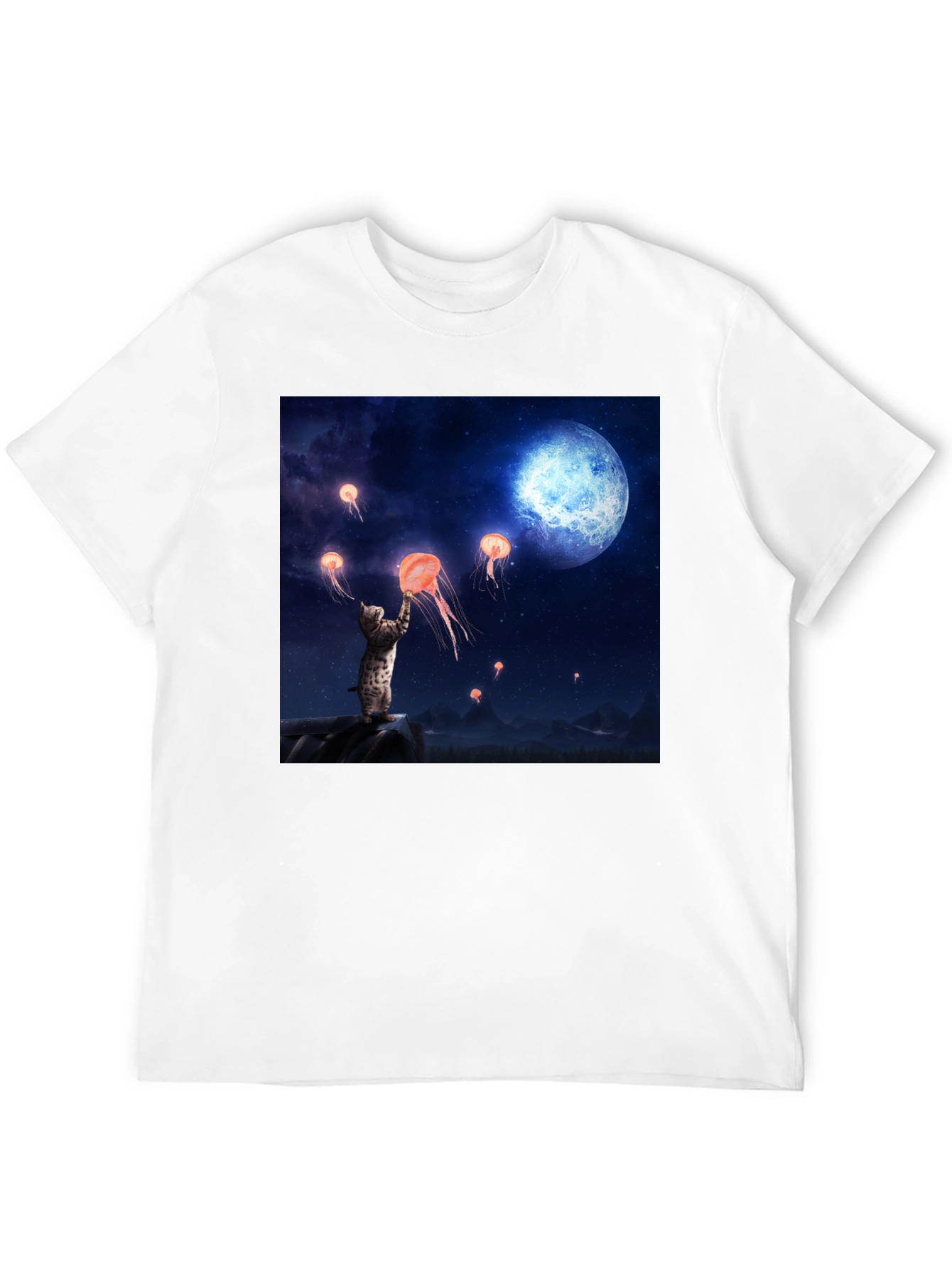 Cat & Jellyfish Moonlit Tee