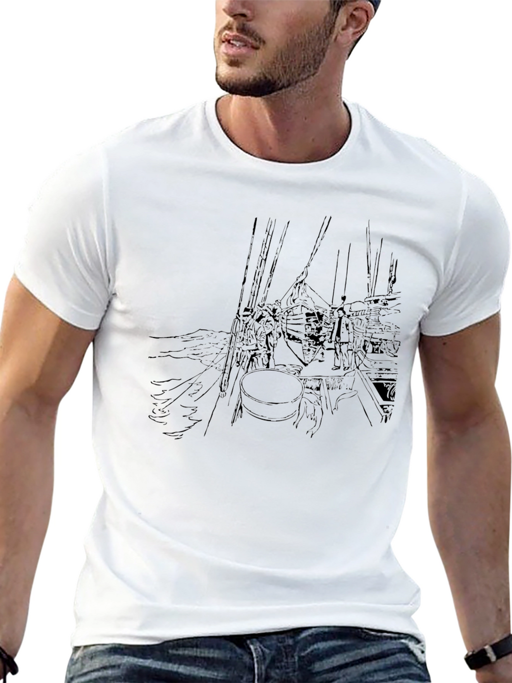 Nautical Sketch Black T-Shirt