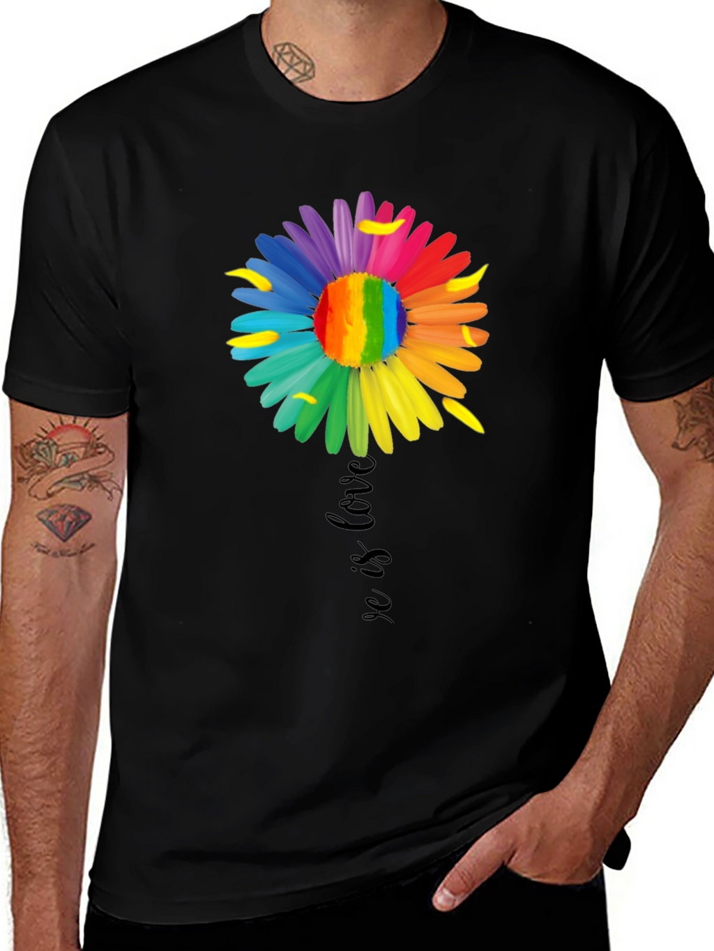 Love is Love Rainbow Flower Graphic Tee