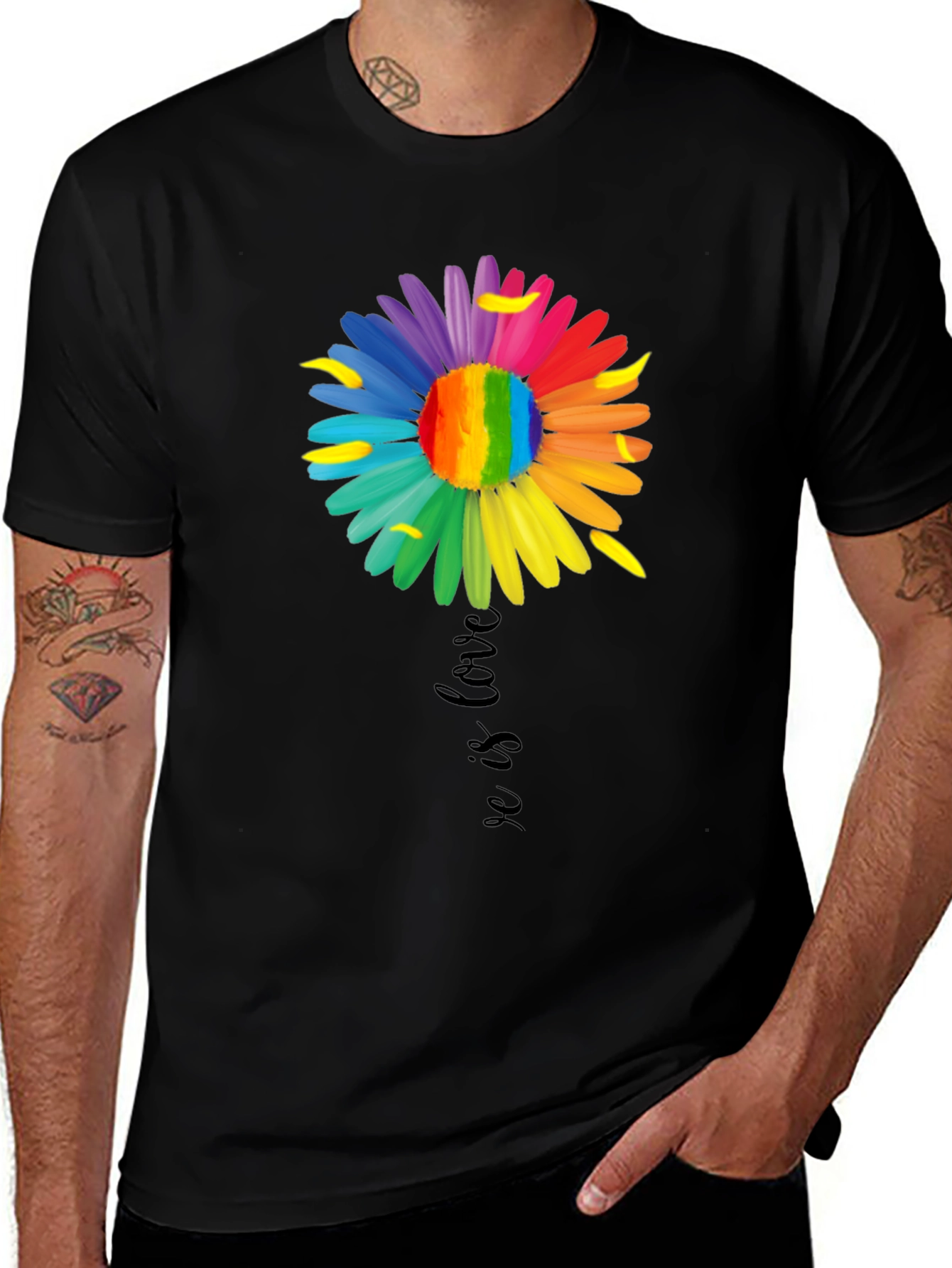 Love is Love Rainbow Flower Graphic Tee