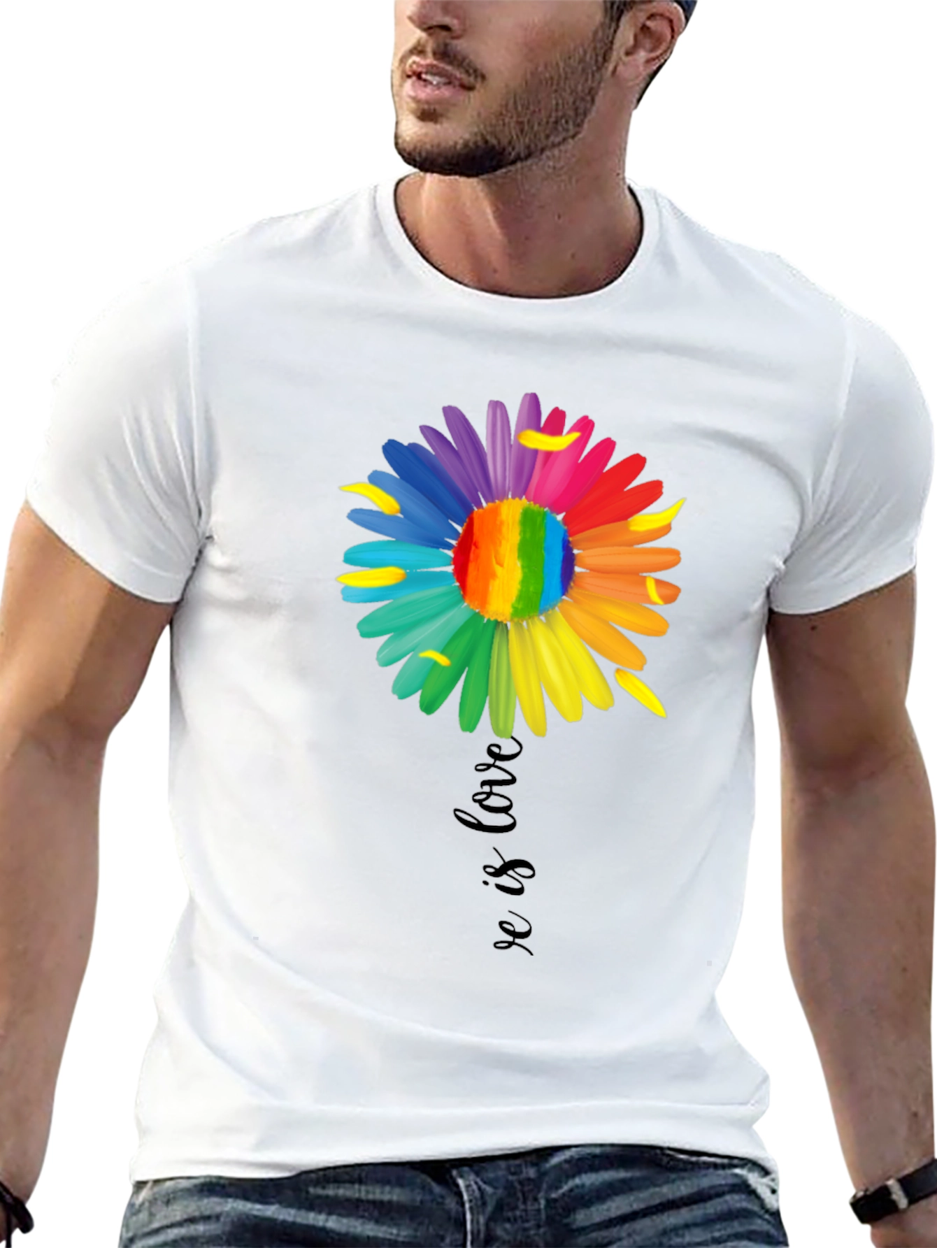 Love is Love Rainbow Flower Graphic Tee