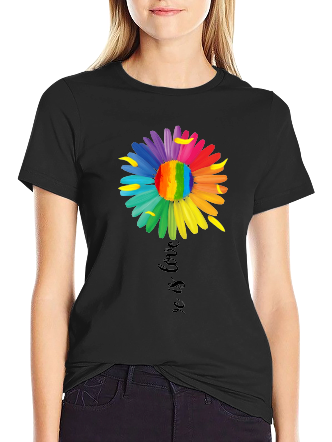 Love is Love Rainbow Flower Graphic Tee