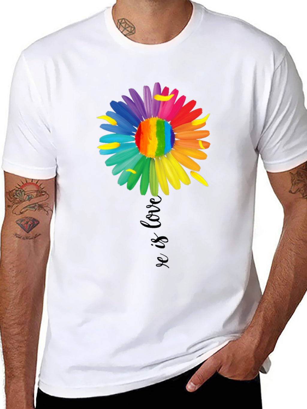 Love is Love Rainbow Flower Graphic Tee