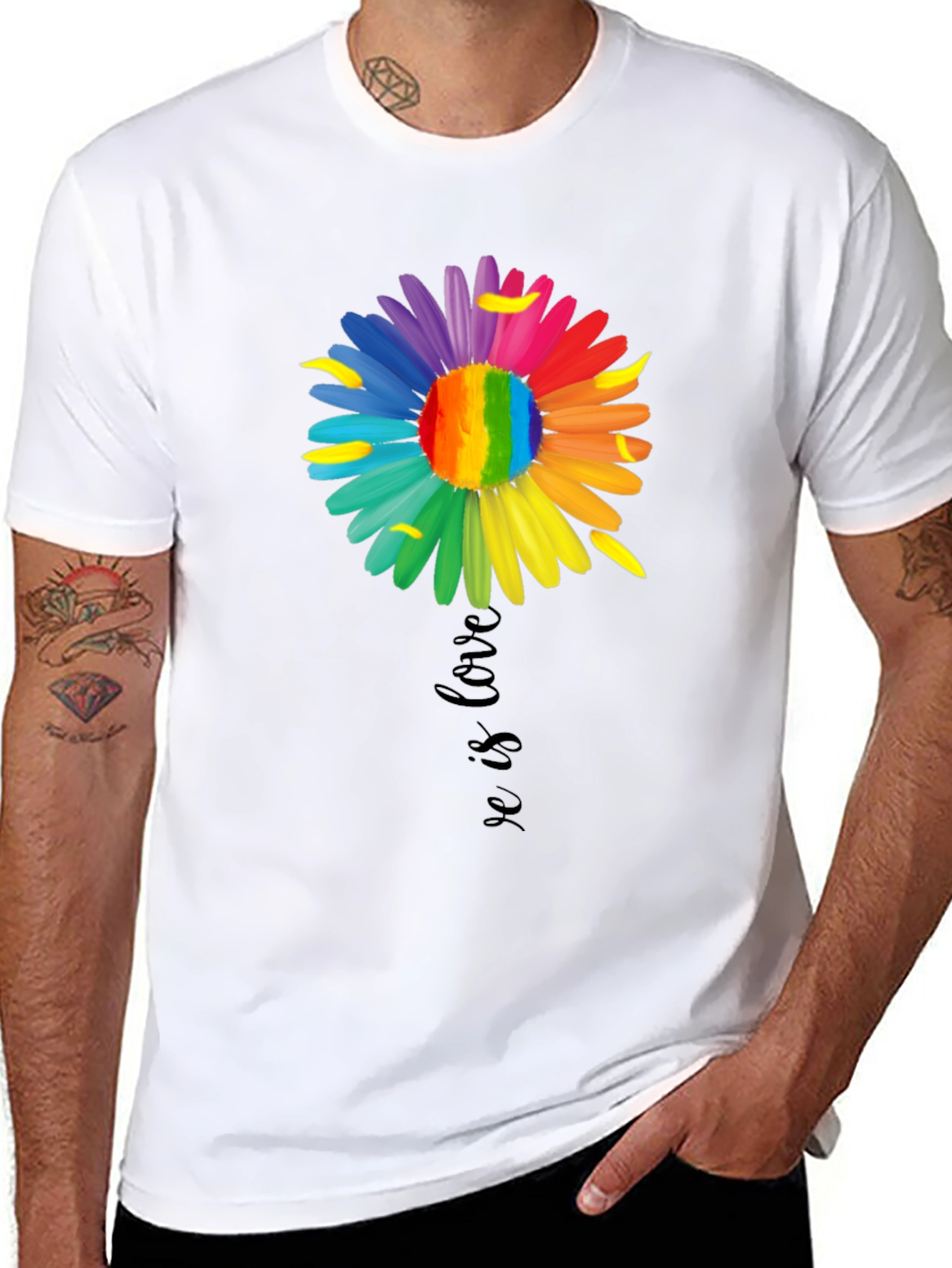Love is Love Rainbow Flower Graphic Tee