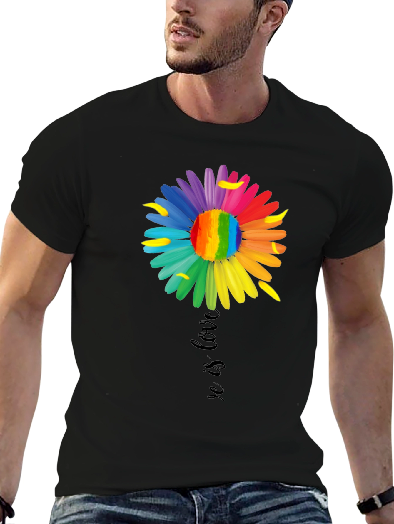 Love is Love Rainbow Flower Graphic Tee