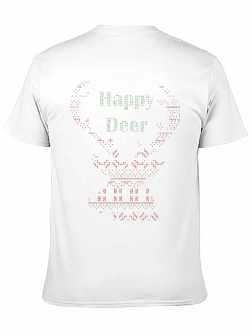 Happy Deer Christmas Ugly Sweater Style Graphic Tee
