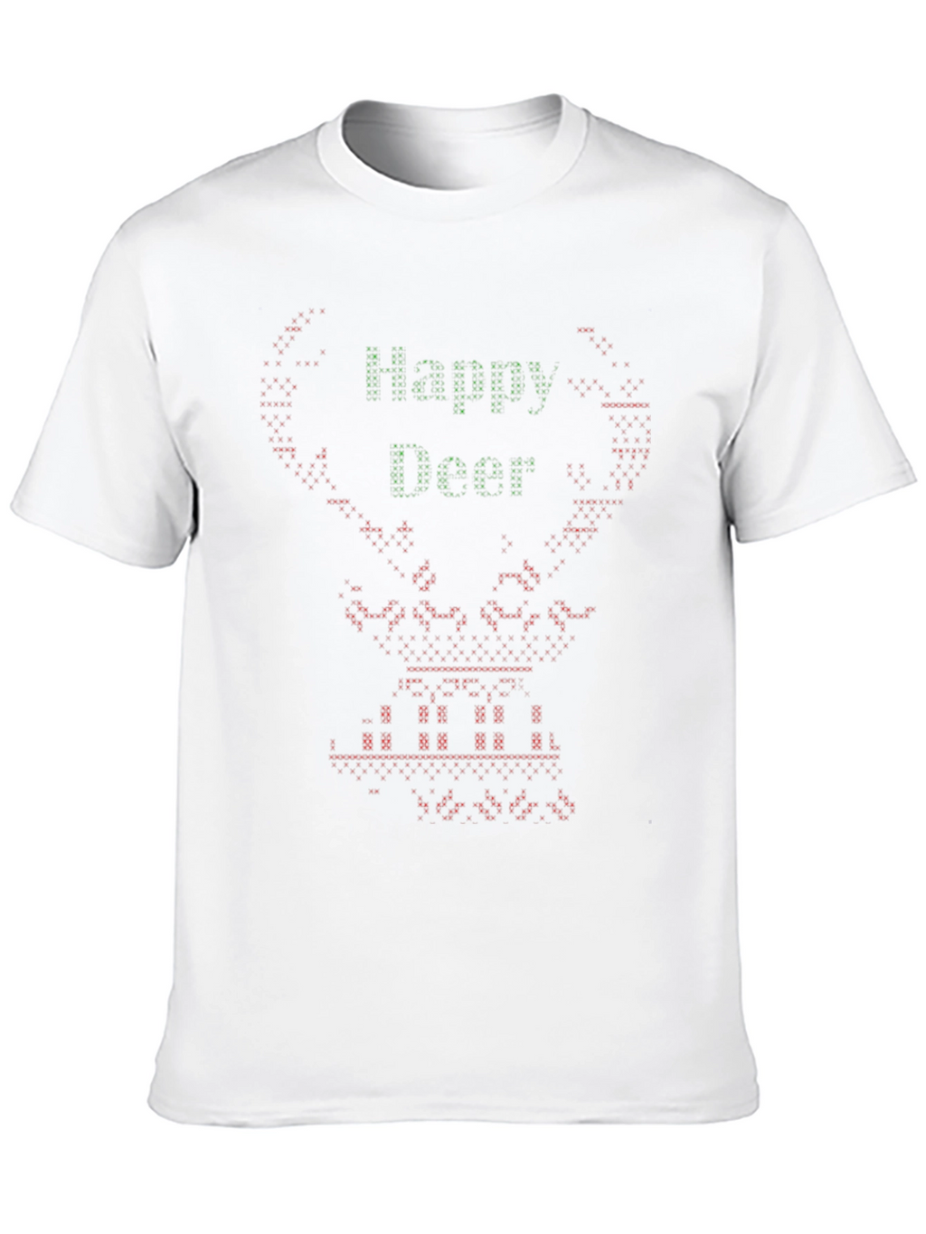 Happy Deer Christmas Ugly Sweater Style Graphic Tee