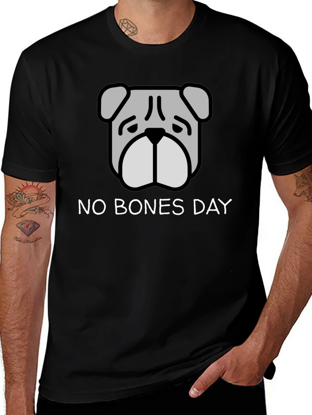 No Bones Day T-Shirt - Bulldog Graphic Tee