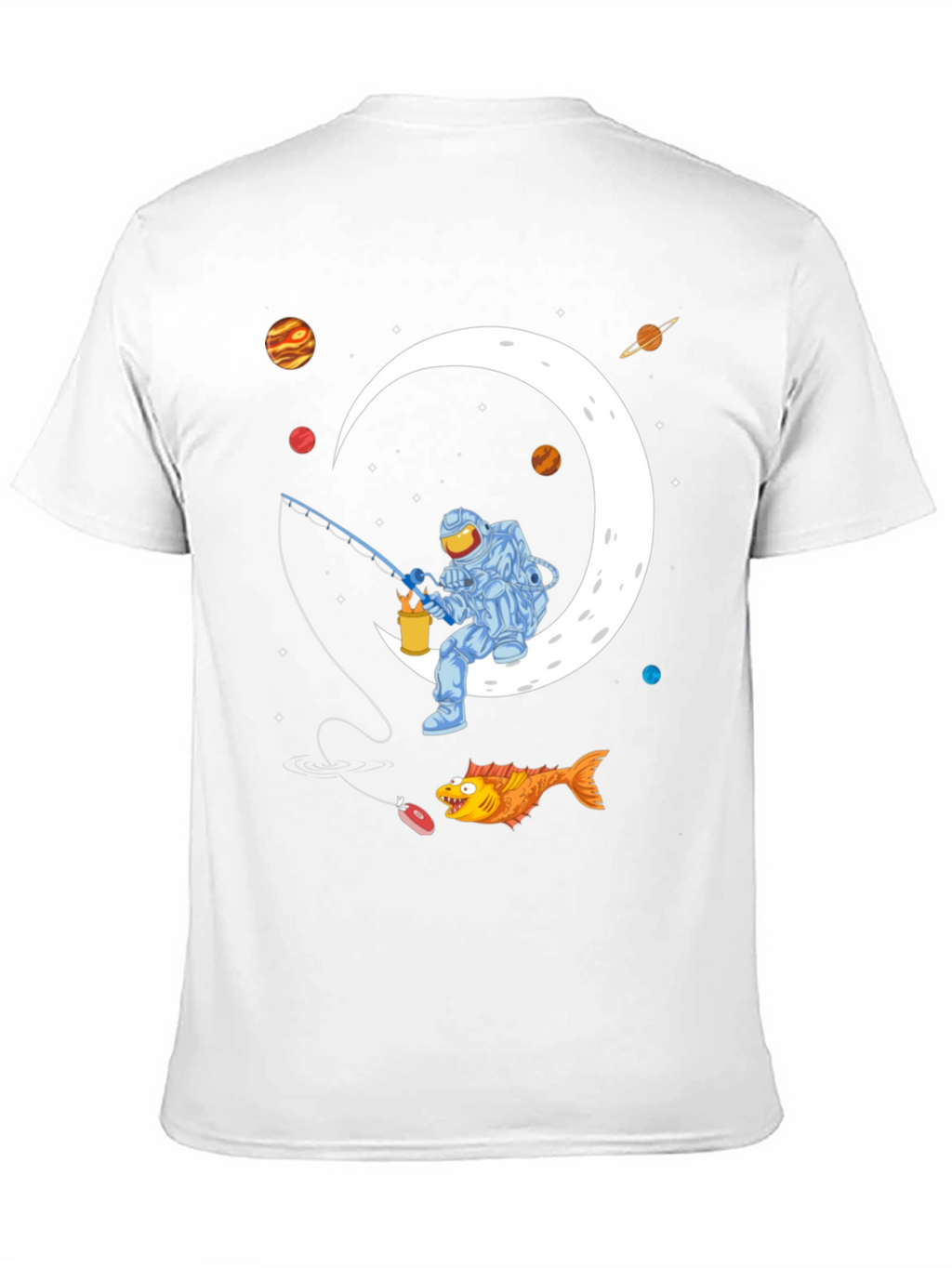 Astronaut Fishing on the Moon Graphic T-Shirt