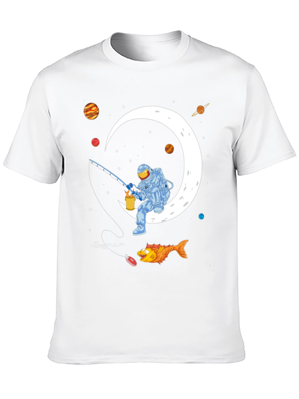 Astronaut Fishing on the Moon Graphic T-Shirt