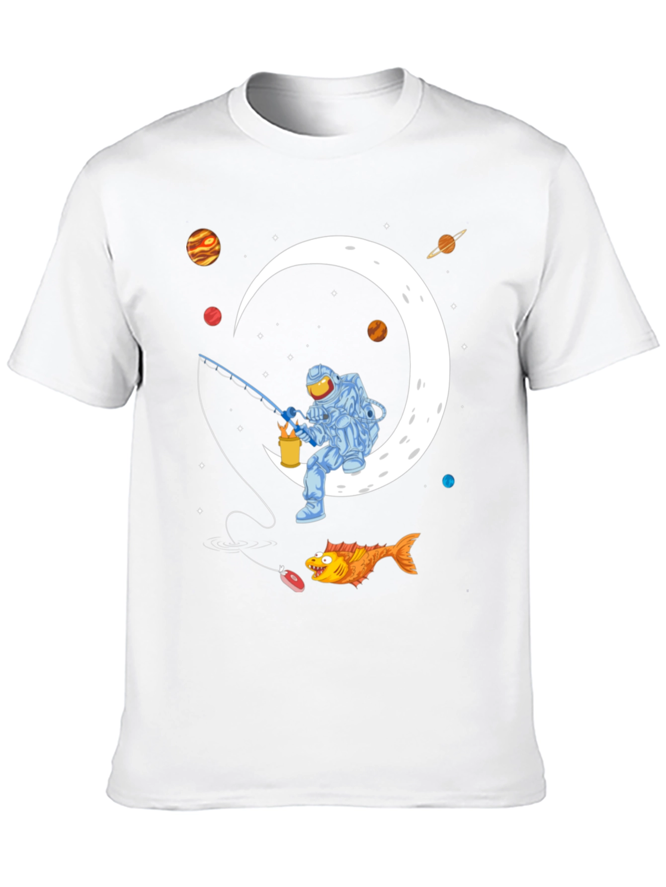 Astronaut Fishing on the Moon Graphic T-Shirt